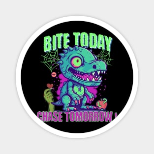 Bite Today, Chase Tomorrow! Halloween Zombie Dino Magnet